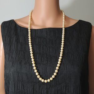 Vintage Faux Pearl Necklace With Gold Tone Hidden Clasp